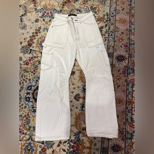 Princess Polly miami Vince pants wide leg jeans cargo jeans white size US 4